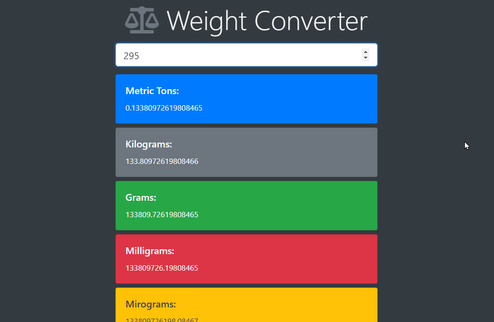 Weight Converter Screenshot